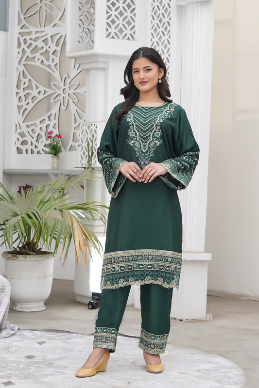 Emerald Hues 2Pc - Orignal Viscose Dress