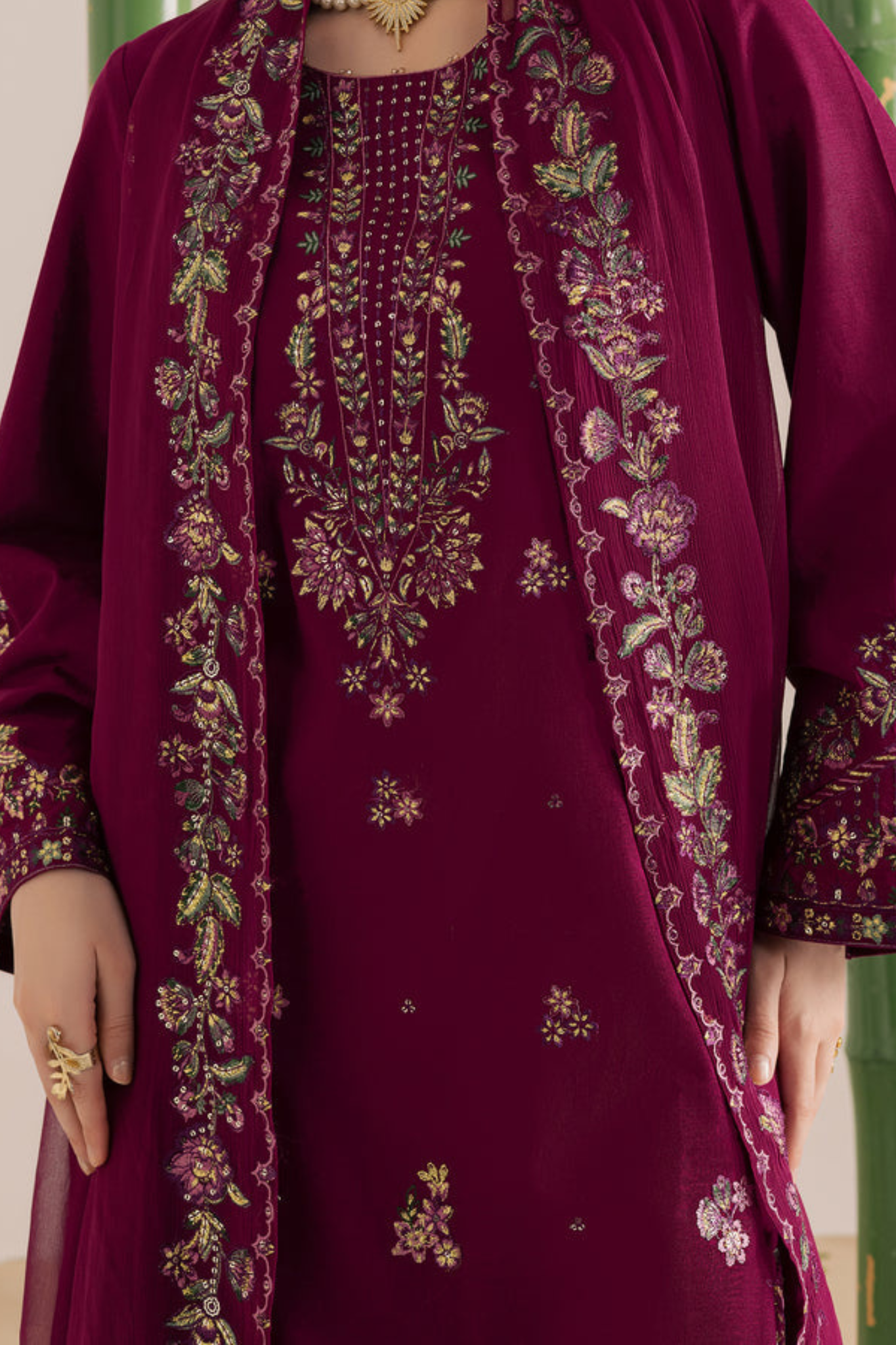 Omavi - 3Pc - Embroidered Premium Lawn Dress