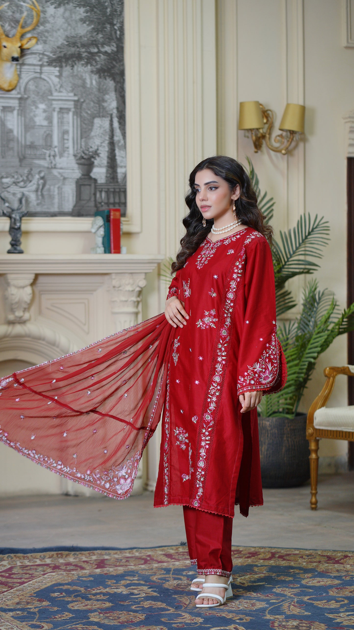 Beet Rush - 3Pc - Embroidered Premium Lawn Dress