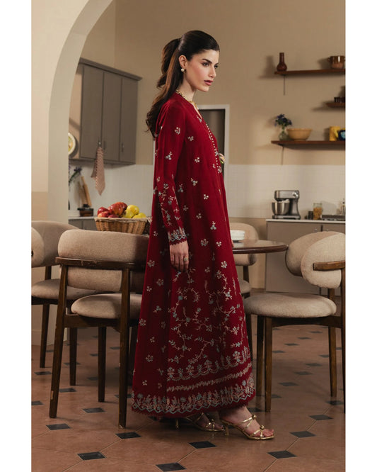 Maroon Dhanak suit – side view