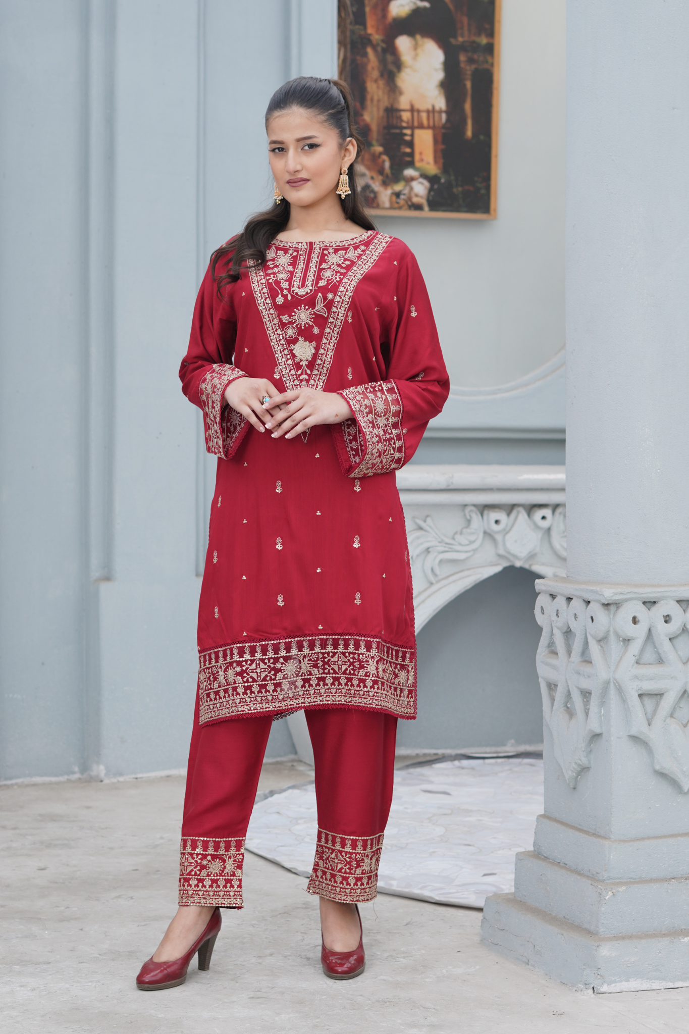 Red Royal 2Pc - Orignal Viscose Dress