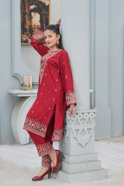 Red Royal 2Pc - Orignal Viscose Dress