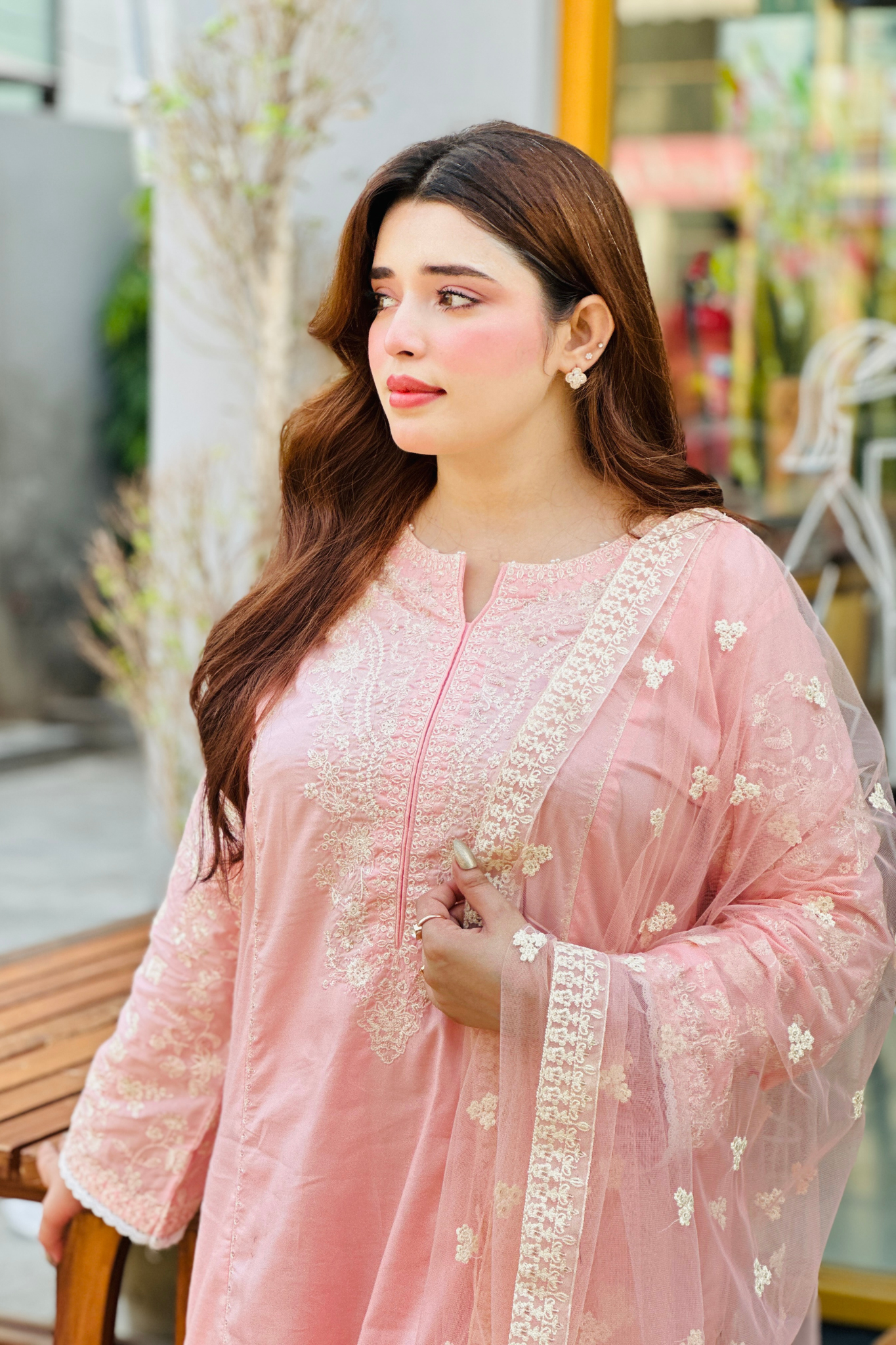 Glossier  - 3Pc - Embroidered Premium Lawn Dress