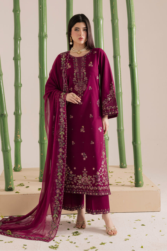 Omavi - 3Pc - Embroidered Premium Lawn Dress