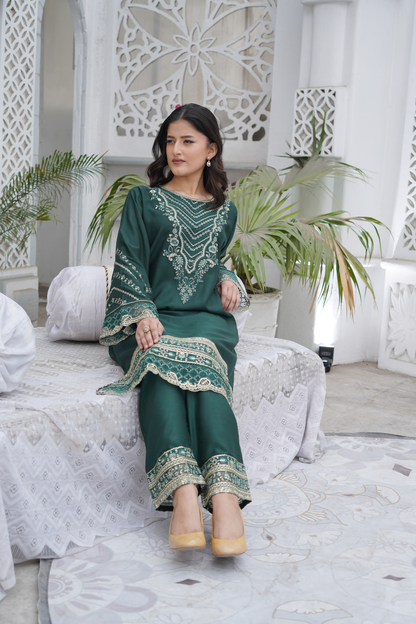 Emerald Hues 2Pc - Orignal Viscose Dress