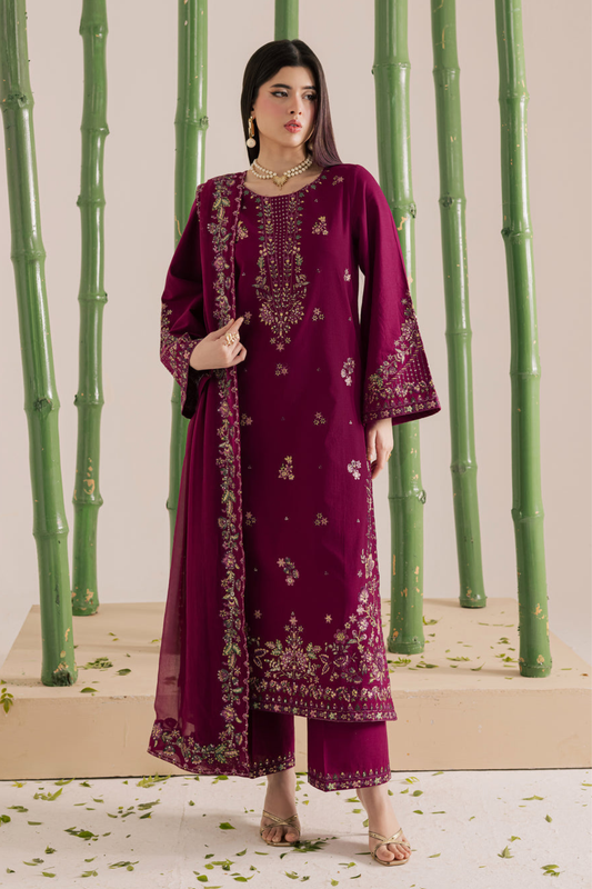 Omavi - 3Pc - Embroidered Premium Lawn Dress