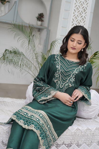 Emerald Hues 2Pc - Orignal Viscose Dress