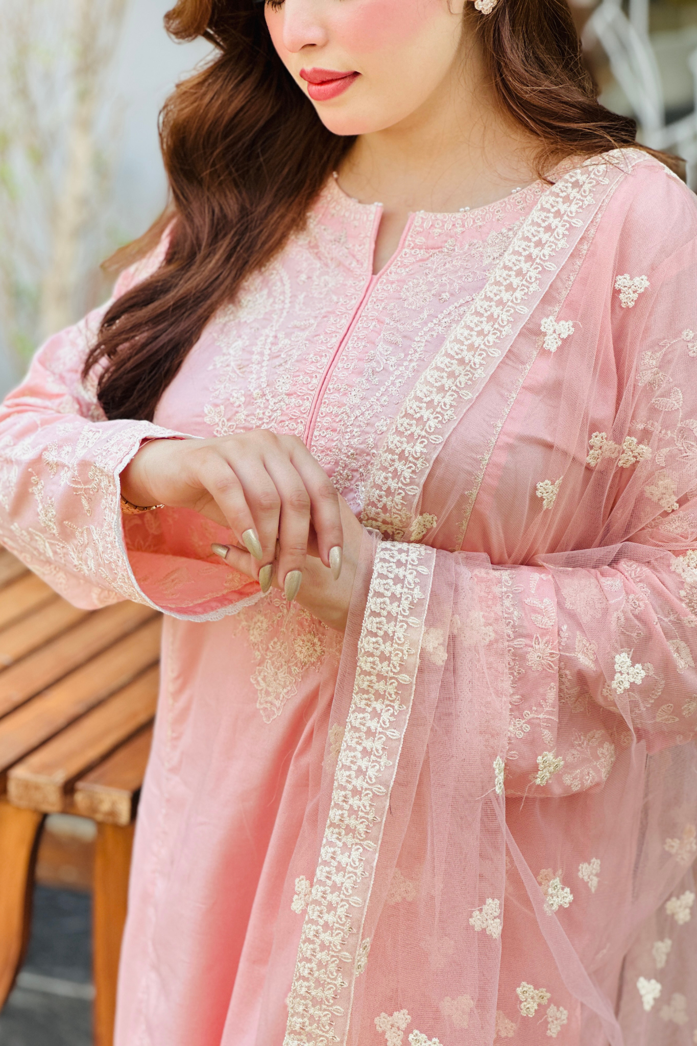 Glossier  - 3Pc - Embroidered Premium Lawn Dress