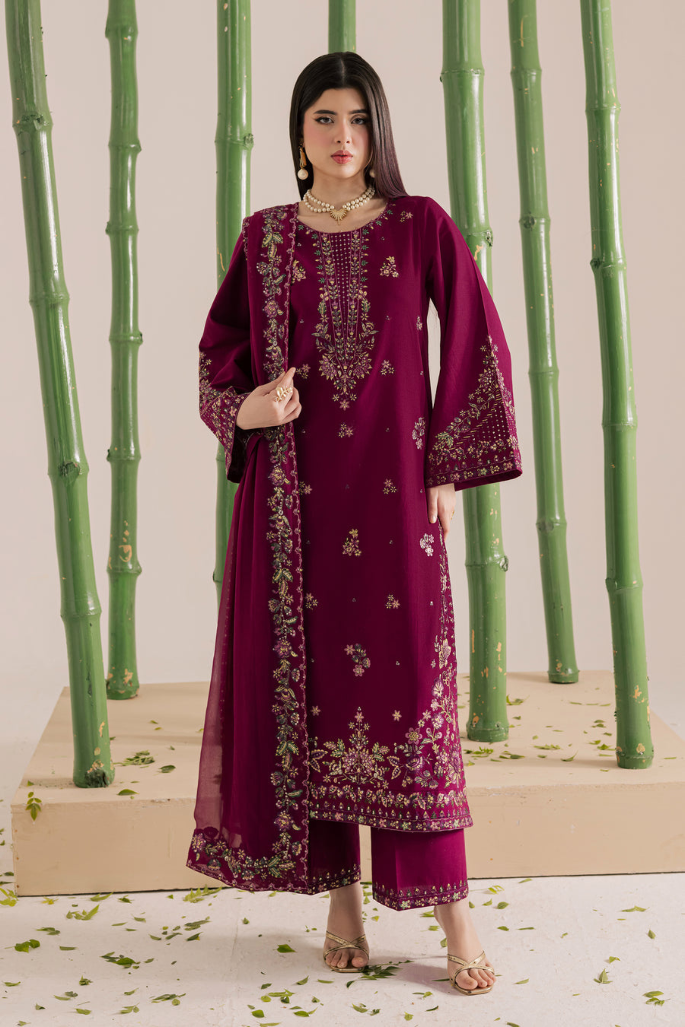 Omavi - 3Pc - Embroidered Premium Lawn Dress
