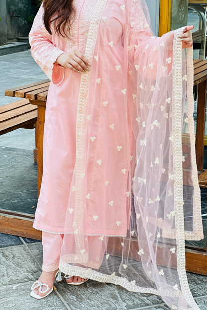 Glossier  - 3Pc - Embroidered Premium Lawn Dress