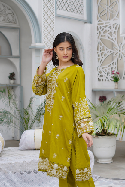 Olive Aura 2Pc - Orignal Viscose Dress