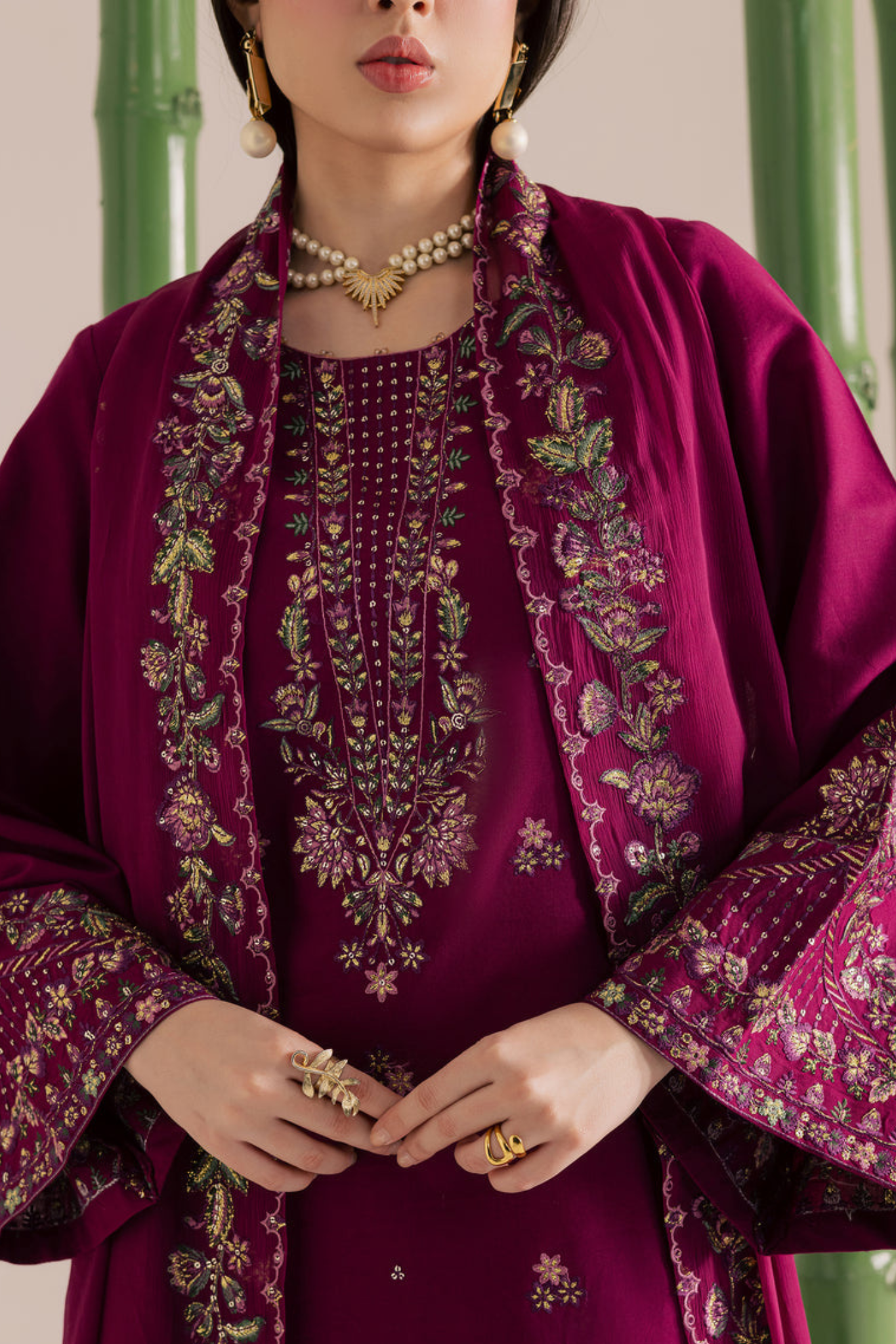 Omavi - 3Pc - Embroidered Premium Lawn Dress