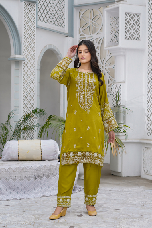 Olive Aura 2Pc - Orignal Viscose Dress