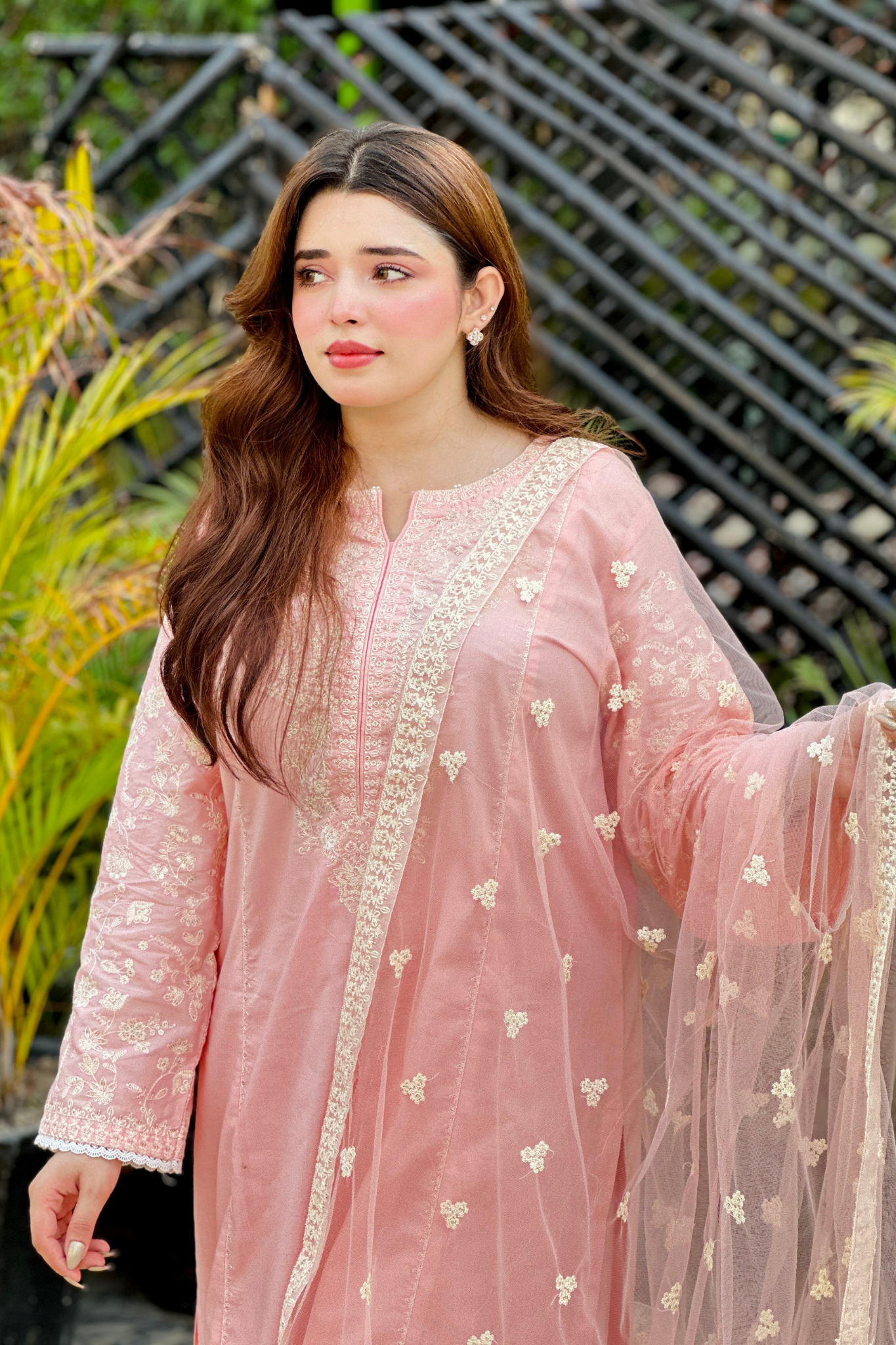 Glossier  - 3Pc - Embroidered Premium Lawn Dress