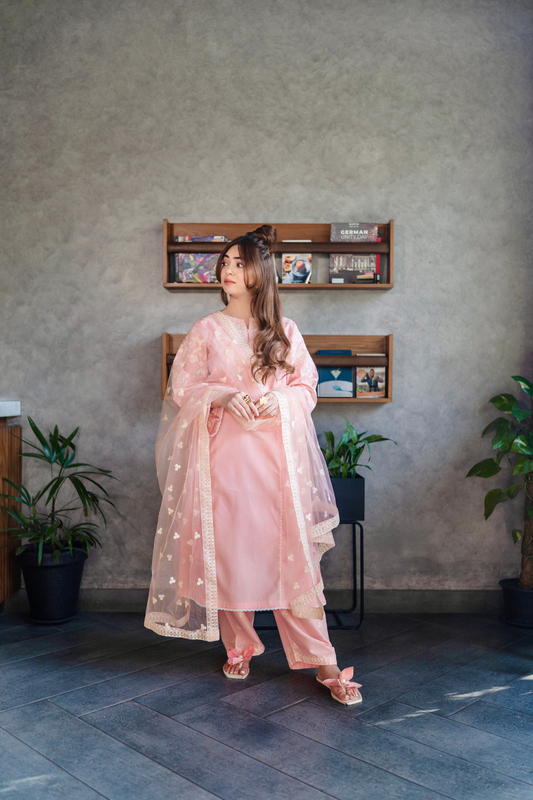 Glossier  - 3Pc - Embroidered Premium Lawn Dress