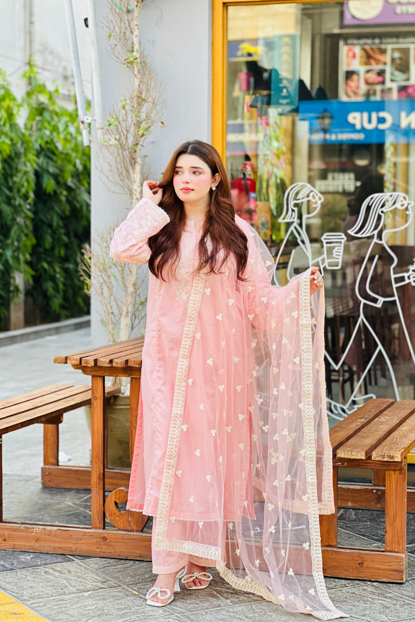 Glossier  - 3Pc - Embroidered Premium Lawn Dress