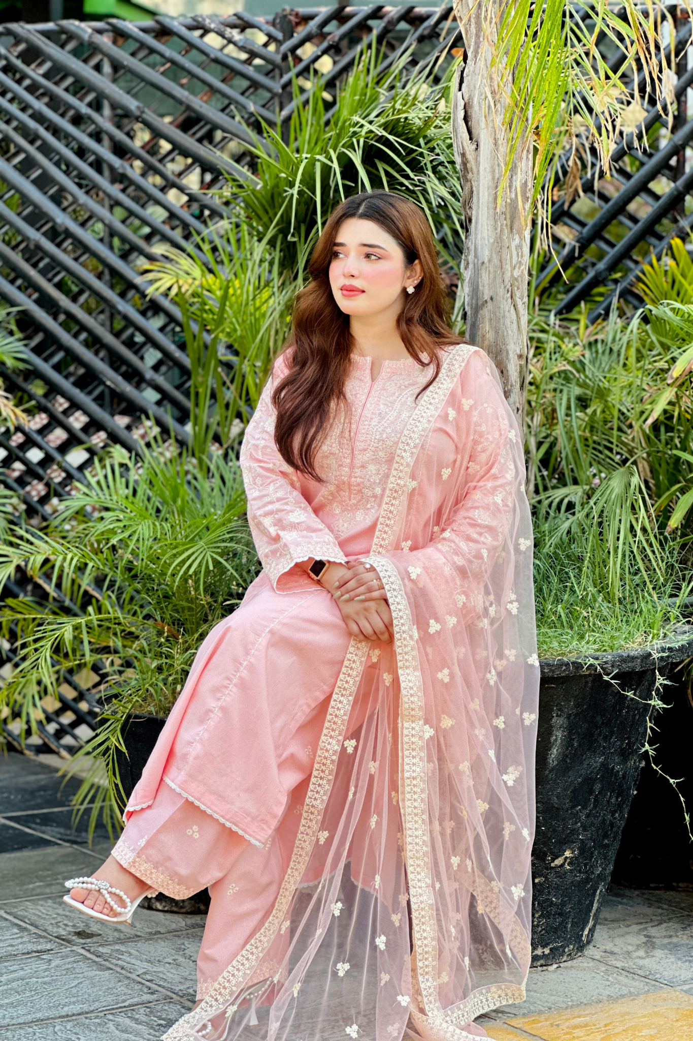 Glossier  - 3Pc - Embroidered Premium Lawn Dress