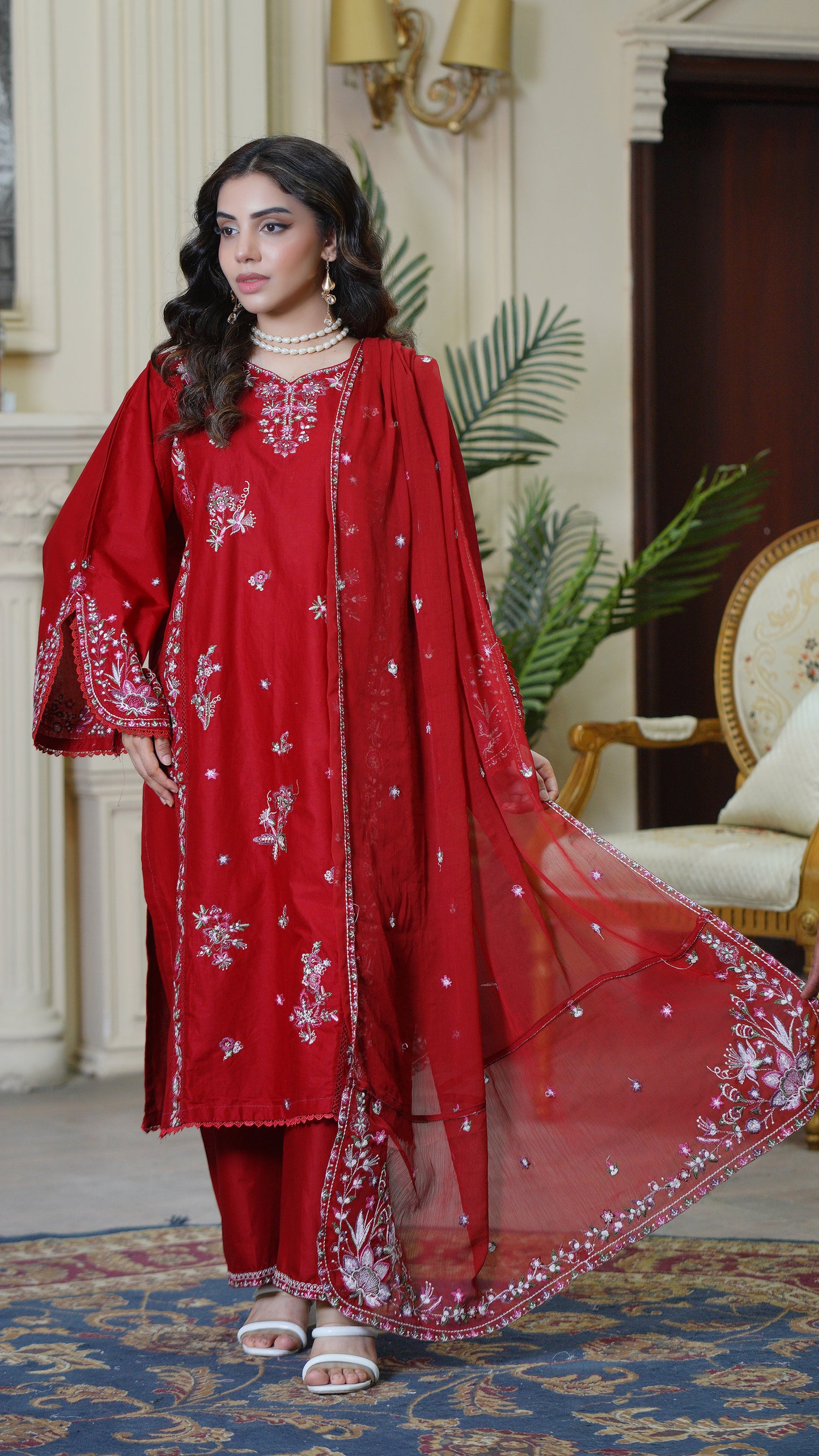 Beet Rush - 3Pc - Embroidered Premium Lawn Dress