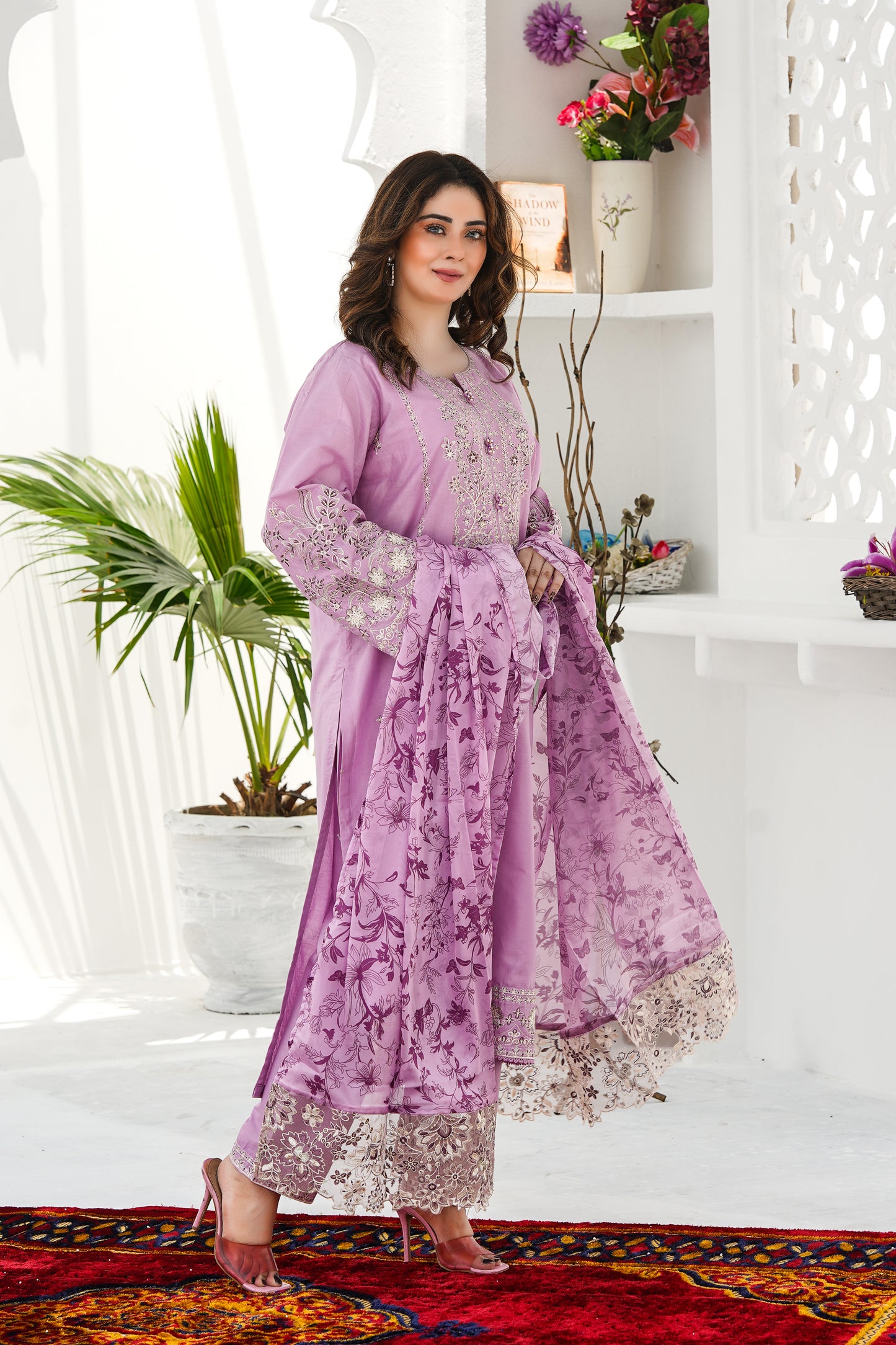Matching trousers with embroidery – Blue Clue 3Pc dress