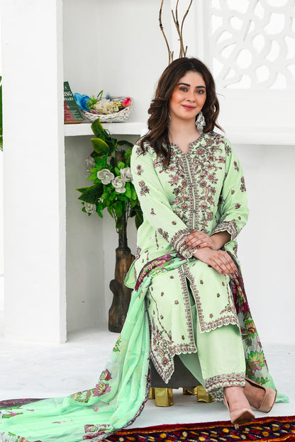 Luxury lawn dress in beetroot color with embroidery and fashion tips